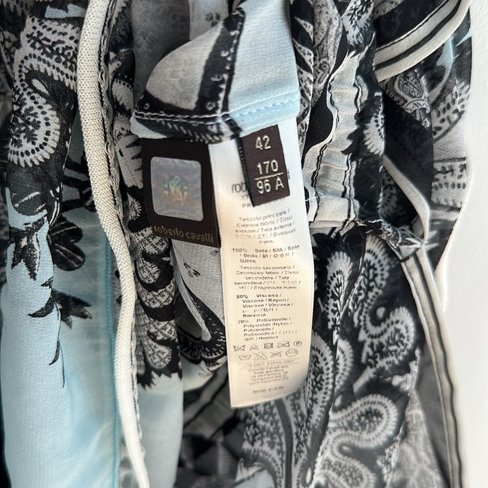 Roberto Cavalli Silk Sheer Tunic Blouse with Knitted Details Size 42 - Picture 13 of 13